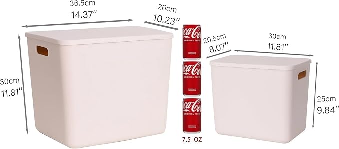 6 piece Plastic Storage Baskets Boxes with Lids,14.4x10.2x11.8 Inch Stackable Organizing Bins with Handles,Versatile Containers for Pantry,Bathroom,Closet Shelves Desktop (Light grey, 4XXL+2XL) - Image 7