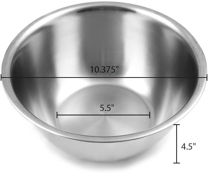 Fox Run Stainless Steel Large Mixing Bowl, 10.25 x 5.25 inches, 4.25 Quart Capacity | Prep, Mix & Serve | 4.25 Quart Capacity | Durable Stainless Steel | Dishwasher Safe | Smudge & Scratch Resistant Bowl - Image 3