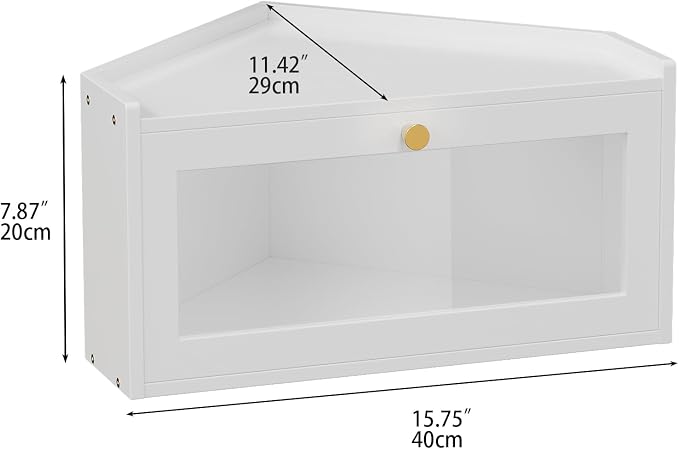 Trironsun Corner Bamboo Bread Box for Kitchen Counter Large Rustic Bread Storage Container with Acrylic Door Space-Saving Vintage Bread Keeper for Homemade Bread (White) - Image 5