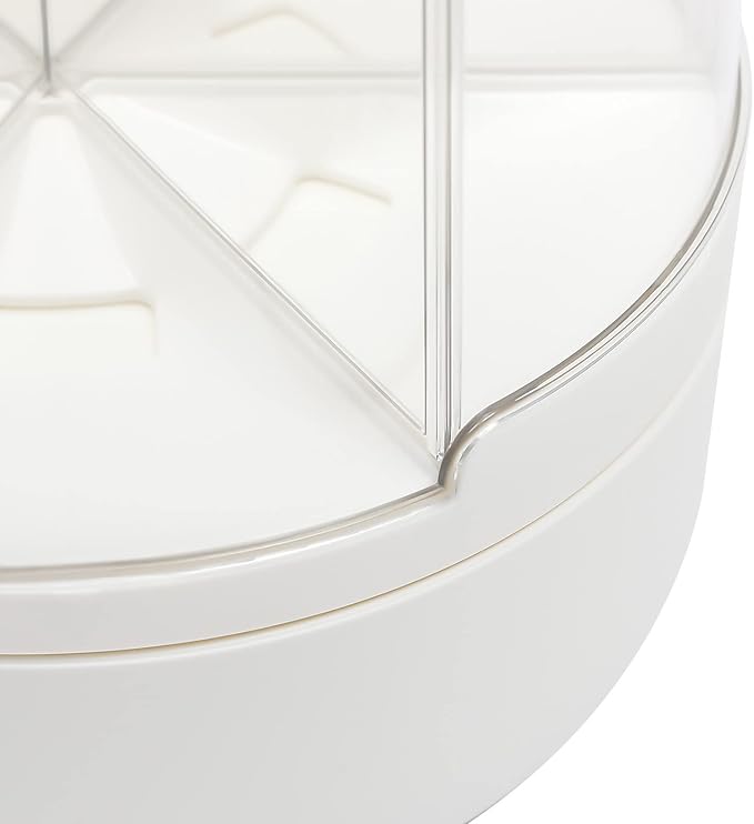 360° Rotating Grain Dispenser With 6 Grids, 13.2lbs Large Capacity Grain Dispenser Rotating Kitchen Storage Containers With Sealed Lid For Peanut Barley Millet And Cereal (White, 14.3 lbs) - Image 6