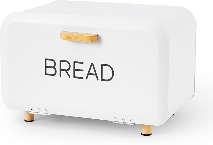 White Bread Box for Kitchen Countertop - Large Capacity Bread Storage Container vintage bread box - Stylish Metal Bread Bin by Ateliz