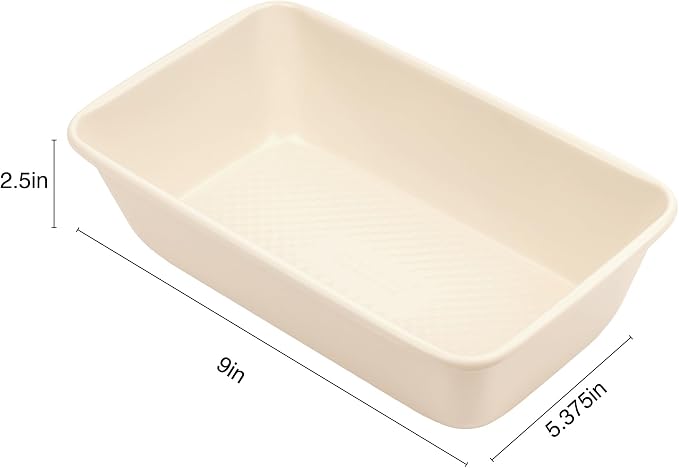 David Burke 9" Loaf Pan – Commercial Grade Heavy Gauge Steel, Dishwasher Safe, PFTE & PFOA Free, Oven Safe – Cream - Image 4