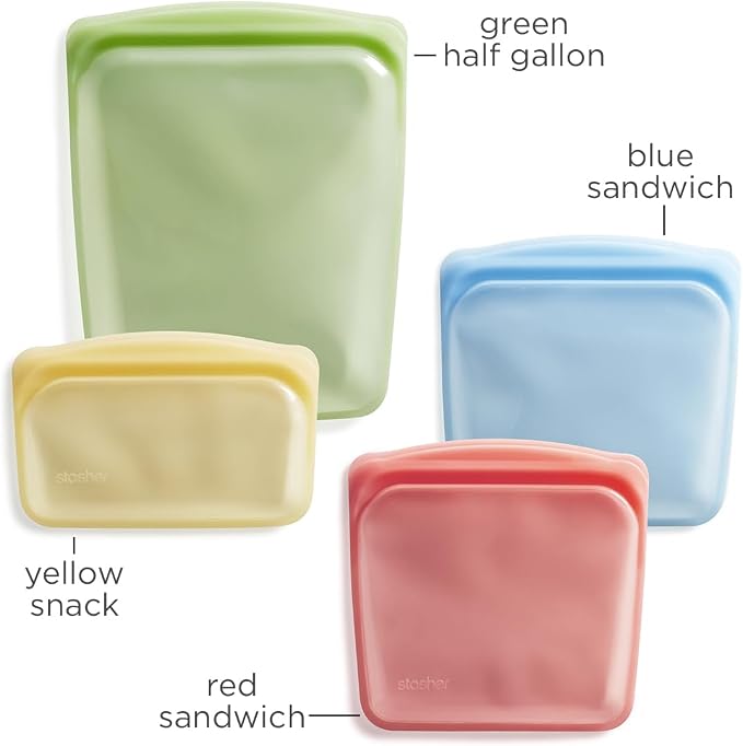Stasher Premium Reusable Silicone Food Storage Snack Bags, 3-Pack, Artivism | Food-Safe Silicone, Eco-Friendly, Reusable Freezer Bags, Microwave, Dishwasher, Oven, Snack Bags, Lunch Containers, Meal Prep - Image 5