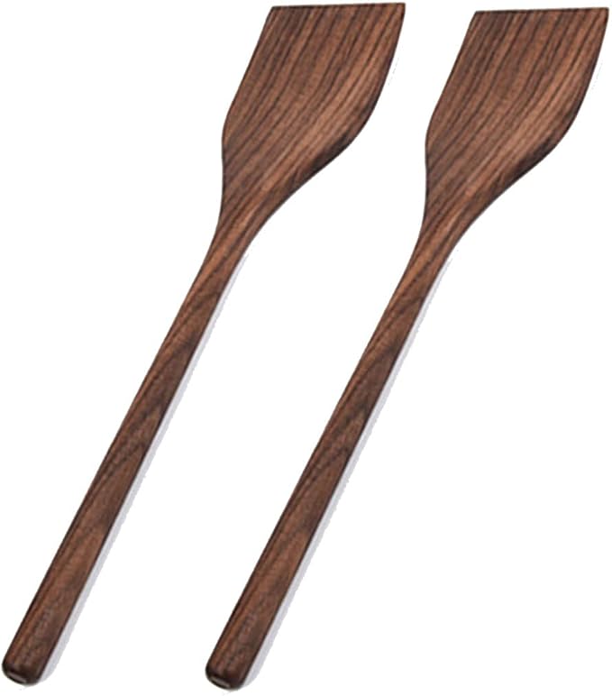 Wooden Spatula Set for Cooking - Handmade Natural Black Walnut Kitchen Utensils, Set of 2 Turner Spatulas, Nonstick Cookware, 13" Long Handled by FiunkesLightFixture