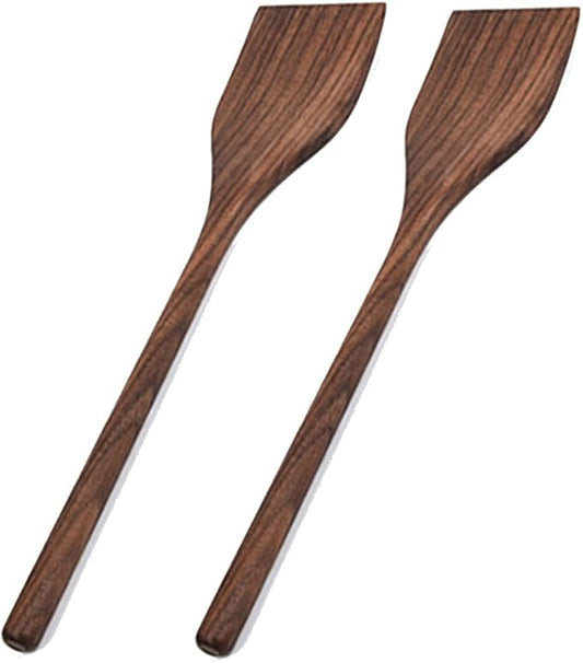 Wooden Spatula Set for Cooking - Handmade Natural Black Walnut Kitchen Utensils, Set of 2 Turner Spatulas, Nonstick Cookware, 13" Long Handled by FiunkesLightFixture