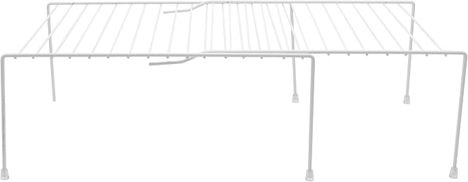 YBM Home White Wire Cabinet Helper Shelf Organizer and Storage Rack Helper for Kitchen, Expandable Kitchen Counter and Cabinet Shelf (1, 12.5"L x 9.5"W x 5.5"H) - Image 3