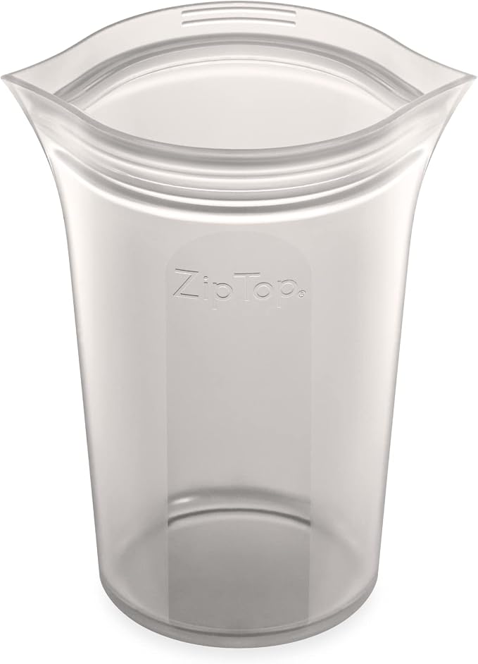 Zip Top Reusable Food Storage Bags | Medium Cup [Gray] | Silicone Meal Prep Container | Microwave, Dishwasher and Freezer Safe | Made in the USA by ZipTop