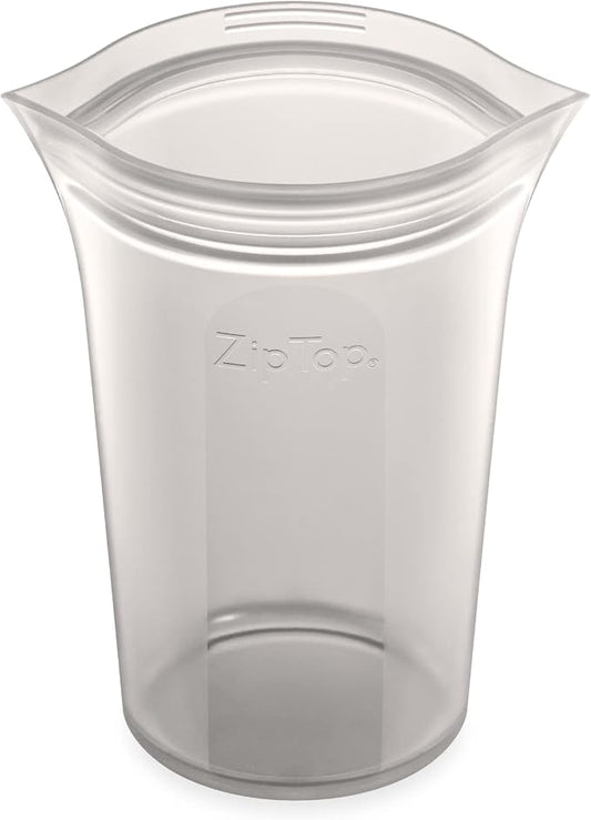 Zip Top Reusable Food Storage Bags | Medium Cup [Gray] | Silicone Meal Prep Container | Microwave, Dishwasher and Freezer Safe | Made in the USA by ZipTop