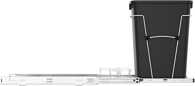 Rev-A-Shelf Pullout Trash Can for Kitchen Cabinets, Black Waste Bin, 35 Qt | Large Capacity Garbage/ Recycling Waste Container, Heavy Gauge Metal Wire Construction w/Full Extension Slides, RV-12KD-18C S - Image 9