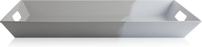Melamine Serving Tray with Handles, Chip and Break-Resistant, Durable and Kid-Friendly Food Tray for Indoor and Outdoor, Dishwasher Safe (Silver/Grey) - Image 2