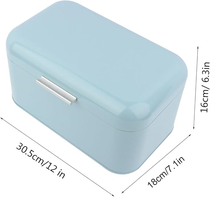 Cocoarm Solid Color Bread Box for Kitchen Countertop, Metal Bread Storage Bin Large Capacity Kitchen Storage Container for Pastries,Loaves, Dry Food (Blue) - Image 3