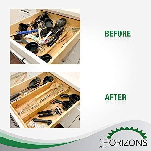 Bamboo Drawer Dividers (Set of 6) - Kitchen Drawer Organizers - Spring Adjustable, Expandable & Stackable Deep Drawers Organizer - Best for Kitchen Utensils, Silverware, Desk, Clothes Dresser Divider - Image 5