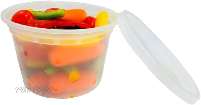 16 oz. Heavy Duty Round Deli Food Soup Plastic Container w/Lid 100% BPA Free (Pack of 12 Sets) - Image 4