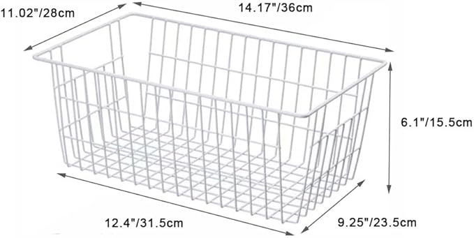 SANNO Large Freezer Baskets Metal Storage Organizer Bin Basket Wire Storage Basket for Kitchen Pantry Bathroom Set of 3 Large Metal Farmhouse Food Fruit Produce Organizer Bins - Image 7