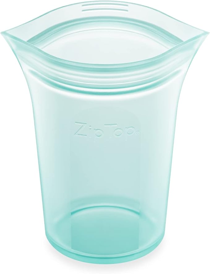Zip Top Reusable Food Storage Bags | Small Cup [Teal] | Silicone Meal Prep Container | Microwave, Dishwasher and Freezer Safe | Made in the USA by ZipTop