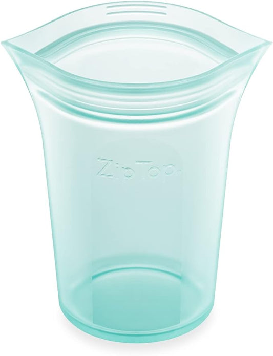 Zip Top Reusable Food Storage Bags | Small Cup [Teal] | Silicone Meal Prep Container | Microwave, Dishwasher and Freezer Safe | Made in the USA by ZipTop