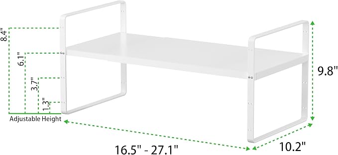 Expandable Cabinet Shelf, Stackable Organizer Rack, White Large 2 PK | Adjustable Fit, Stackable Height Options, Nonslip Base, Larger Capacity, Cabinet/Pantry Organization - Image 2