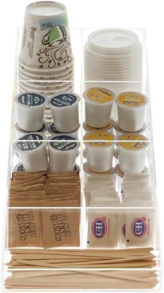 Java Joe Acrylic Breakroom Kitchen Coffee Station Organizer for Cups/Lids/Sugar/Tea/Stirrers - Image 3