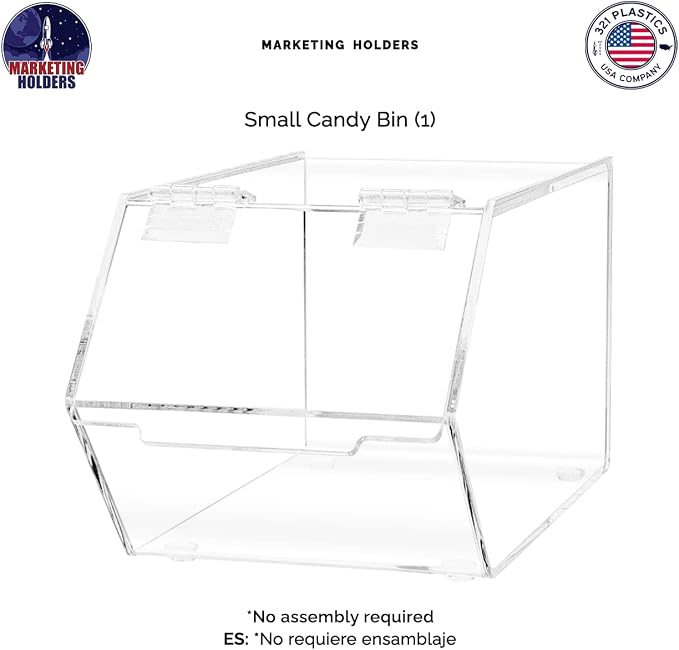 Marketing Holders Candy Bin 5” x 9" with Hinged Lid for Bakeries Convenience Stores and Retail Candy Stores Storage Nut Granola Top Opening Display Cabinet Bread Organizer - Image 6