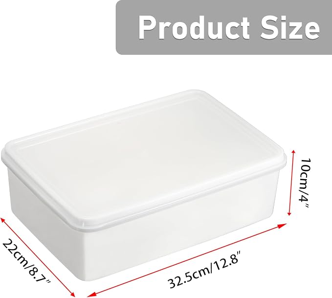 BSTKEY 3 Pack Plastic Pizza Dough Proofing Box with Lid, White Bread Dough Proofing Storage Container Rectangle Food Storage Box Cake Dessert Carrier Organizer (Size S) - Image 3