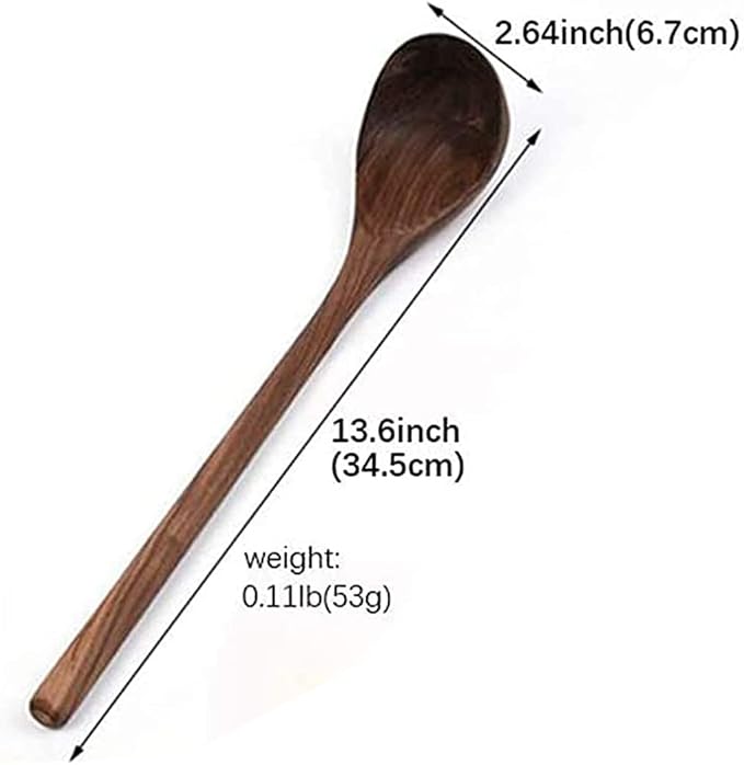 Black Walnut Kitchen Utensils Set,Handmade Natural Walnut Solid Spoon, Slotted Spoon, Spaghetti Server, Spatula, Slotted Spatula,3 soup ladle - Image 4