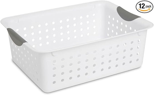 Sterilite 12-Pack Medium Ultra Basket, Open Top Plastic Storage Organizer, White - Classic Baskets for Organizing Countertops, Pantry Shelves, Kitchen Cabinets, Laundry Rooms or Home Offices | Classic Storage Organizer Baskets for Countertops, Pantry S... by Sterilite
