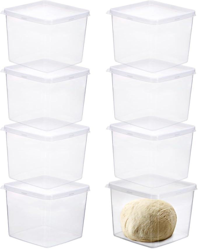 BSTKEY 8 Packs Clear Small Pizza Dough Proofing Box, Stackable Square Dough Proofing Container Reusable Bread Dough Proofing Storage Organizer with Lid Candy Cookie Storage Box by BSTKEY
