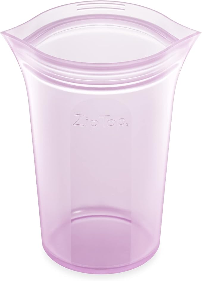 Zip Top Reusable Food Storage Bags | Medium Cup [Lavender] | Silicone Meal Prep Container | Microwave, Dishwasher and Freezer Safe | Made in the USA by ZipTop