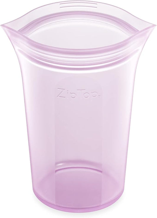 Zip Top Reusable Food Storage Bags | Medium Cup [Lavender] | Silicone Meal Prep Container | Microwave, Dishwasher and Freezer Safe | Made in the USA by ZipTop