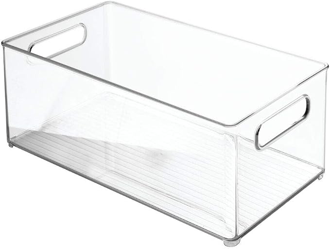mDesign Plastic Bathroom Storage Container Bins w/ Handles - Closet, Cabinet, Vanity, Cupboard Shelf Organization, Hair Tools Accessory Organizer - Ligne Collection; Clear, 14.6x8.1x6 (Pack of 4) - Image 9