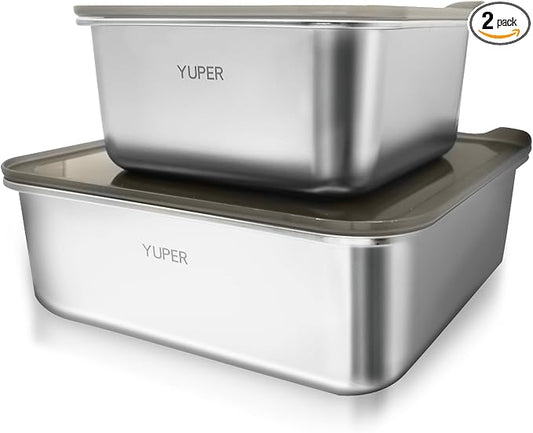 YUPER Stainless Steel Food Containers, 2 Pack (88+162OZ) | Meal Prep Containers Set with Lids, BPA-Free, Leak-Proof & Airtight, for Fruits, Lunch and Leftovers Fridge Storage by YUPER