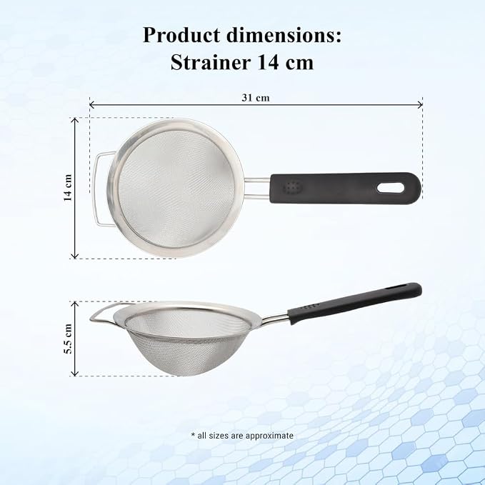 Buckingham Stainless Steel Fine Mesh Sieve Strainer Rust-Free, Durable Strainers (14cm) - Image 4