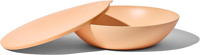 Large Serving Bowl with Lid - Certified Recycled Food-Safe Plastic, BPA-Free, Dishwasher, Microwave, Fridge and Freezer Safe | 4.96qt | Peach by Unknown