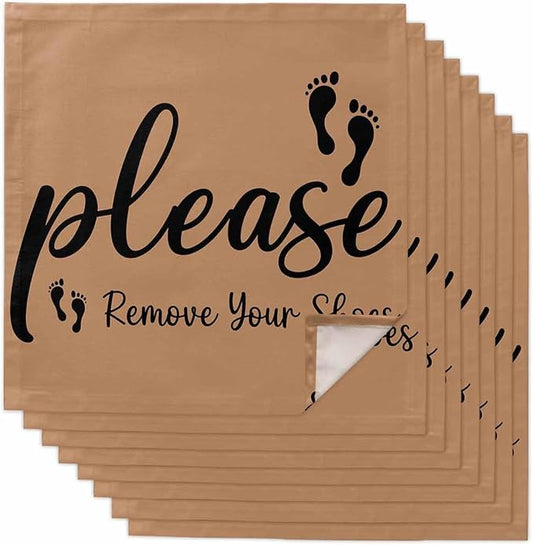 Bworn Black Footprints Cloth Napkins Set of 8 - Washable Dinner Napkins Reusable Table Napkins for Home Party Weeding Dining Table Setting Decoration, Please Move Youe Shoes Oversized 20"x20" by Unknown