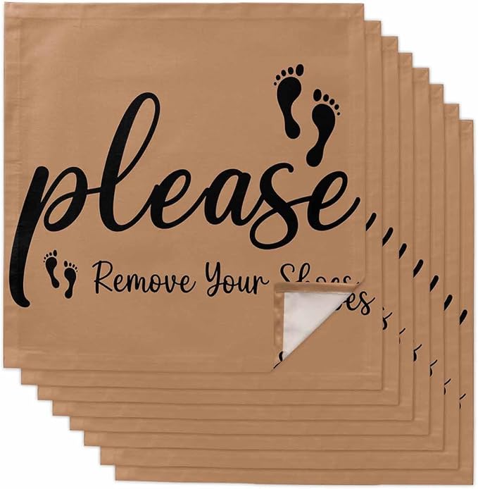 Bworn Black Footprints Cloth Napkins Set of 8 - Washable Dinner Napkins Reusable Table Napkins for Home Party Weeding Dining Table Setting Decoration, Please Move Youe Shoes Oversized 20"x20" by Unknown