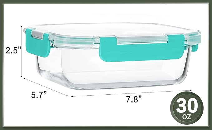 10 Packs 30 oz Glass Meal Prep Containers with Lids, Green | Glass Food Storage Containers, Airtight Lunch Bento Boxes, Microwave, Oven, Freezer and Dishwasher - Image 2