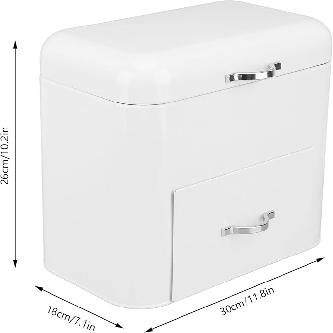 Asixxsix 2 Layer Metal Bread Box for Kitchen Countertop, Large Bread Container Bread Storage Container Metal Food Storage Bread Keeper Counter Organizer, Farmhouse Kitchen Decor (Milky White) - Image 6
