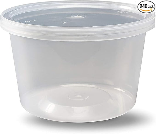 Deli Containers with Lids 16oz - Disposable Leakproof Food Storage Cups - Microwaveable Takeout Food Storage Containers Container - Set of 240 by Unknown