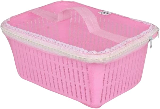 Go Hooked Multipurpose Plastic Storage/Gift Basket With Net Cover | Stylish Basket With Zip Net Cover Pack Of 1 (Pink). - Image 2