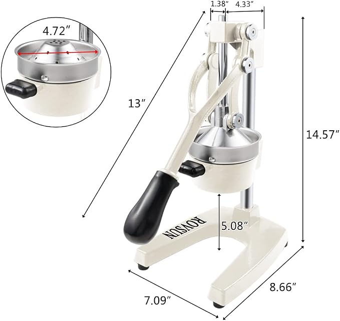 ROVSUN Commercial Grade Citrus Juicer Hand Press Manual Fruit Juicer Juice Squeezer Citrus Orange Lemon Pomegranate (White) - Image 4