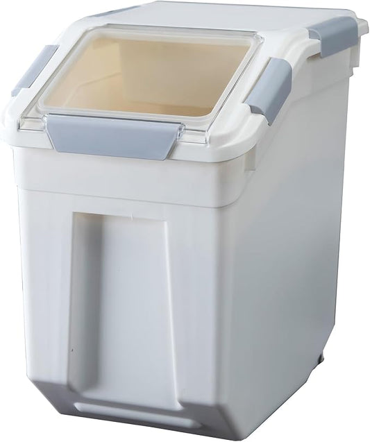 25 Liter / 40 lbs Rice Storage Container with Measuring Cup, BPA free, For Rice | Grain | Pet Food | Flour, 1 count, White by HANAMYA