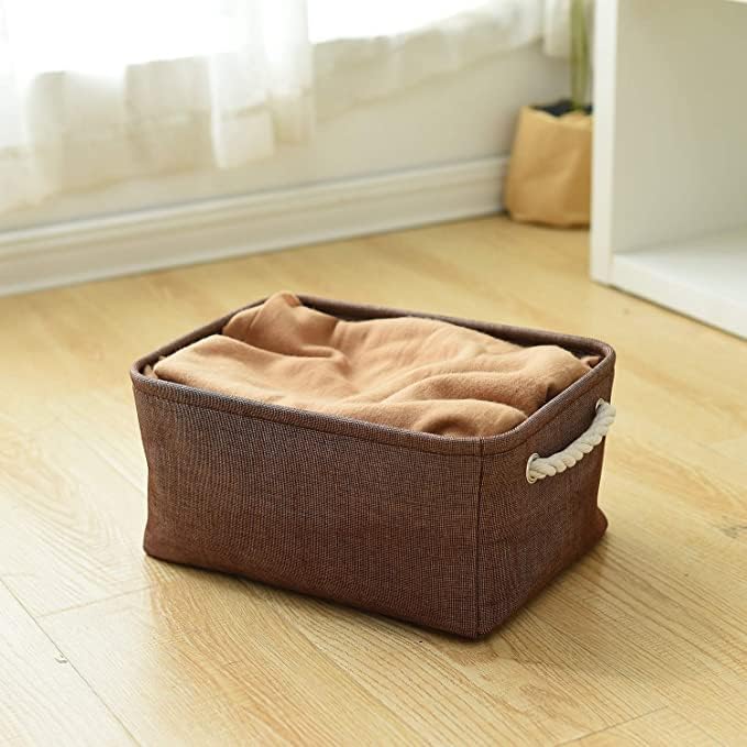 Fabric Storage Basket for Home, Shelf, Closet - Canvas Bin for Dog Toys and Baby Items (Brown, 1 Pack, 13.8L9.8W6.7H) - Image 6