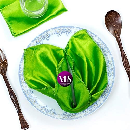VDS - 50 Pieces | Satin Napkins 20 x 20 Inch Square | Kitchen & Dinner Table Napkins Cloths Handkerchief for Restaurant Bistro Wedding Christmas Birthday Party Dinner Decoration (Parrot Green) by VDS