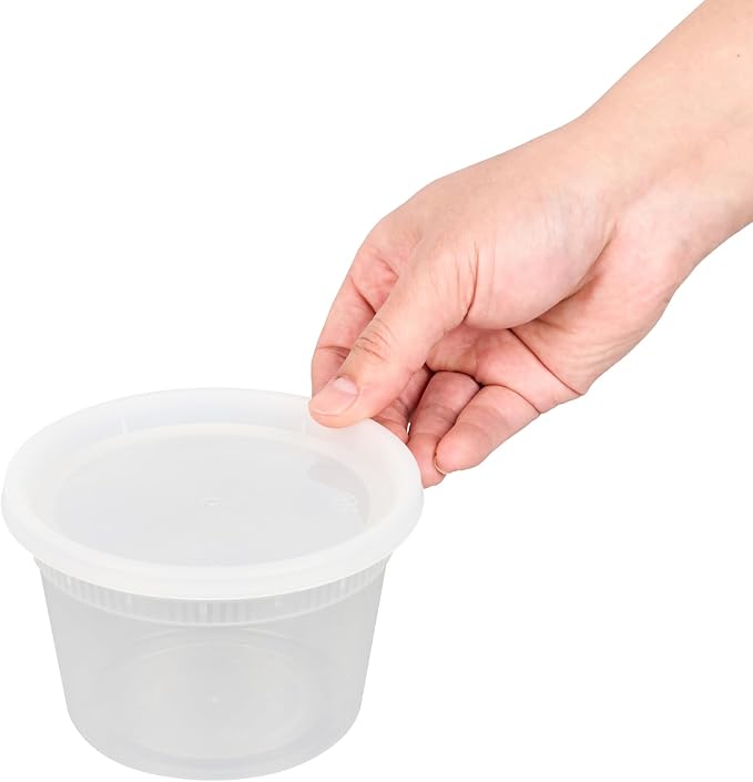 Asporto 16 oz Round Clear Plastic Soup Container - with Lid, Microwavable - 4 1/2" x 4 1/2" x 3" - 25 count box - Image 7