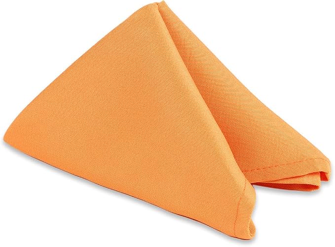 50 pcs Orange 20"x20" Polyester Cloth Napkins | Premium, soft, & durable square linen napkins, perfect for weddings, dining, restaurants, & parties. Washable. by LeadingLinens