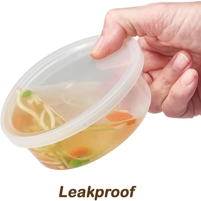 Polypropylene Heavy Duty Deli Containers with Lids | Airtight Food Storage Containers || Clear Kitchen Organizing Leak Proof, BPA-free 8 oz - Set of 72 - Image 2
