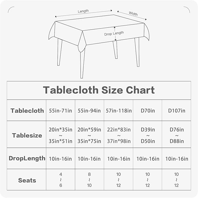 BALCONY & FALCON Rectangle Table Cloth Waterproof Gray 107" | Round Washable Wrinkle Resistant Table Cloth Linen Fabric Tablecloths for Dining Party Kitchen Wedding and Outdoor Use - Image 2