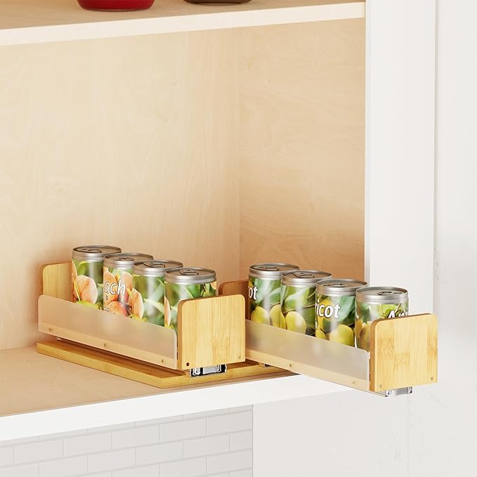 SpaceAid Bamboo Pull Out Spice Rack Organizer for Cabinet, Heavy Duty Slide Out Seasoning Kitchen Pantry Sliding Vertical Organization, 7.3" Wide, 2 Drawers(3" Wide), 1-Tier, Natural by SpaceAid