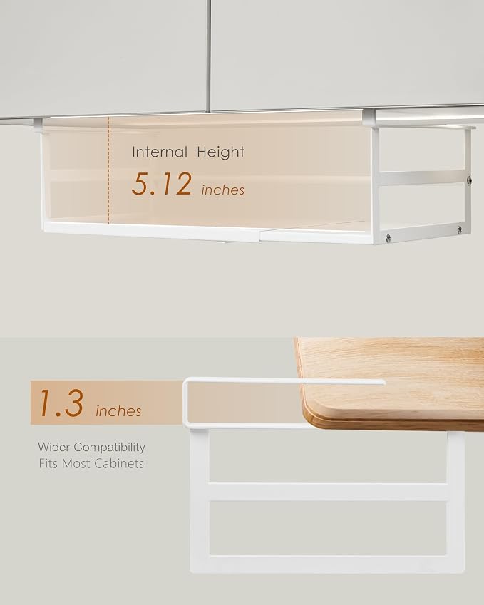 Under Shelf Storage Basket, 2-Pack Under Cabinet Shelf Organizer | Expandable Hanging Basket Holds 35 lbs Add-On Kitchen Pantry Cupboard Counter Laundry 13.19-23.03" W x 8.66" D x 5.12" H - Image 4