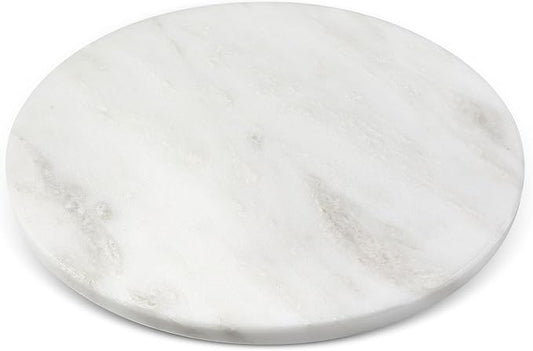 16'' Marble Lazy Susan for Kitchen Counter, White Marble Turntable for Dinning, Lazy Susans Organizer for Cabinet, Serving Rotation Spinning Tabletop Organizer Swiveling, Spice Rack Storage by Koville